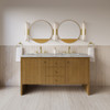 Hudson 60" Double Vanity, Honey Oak w/ 3 CM Victorian Silver Silestone Top w/FreePower Wireless Charger