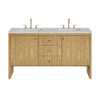 Hudson 60" Double Vanity, Light Natural Oak w/ 3 CM Eternal Jasmine Pearl Top
