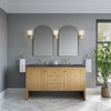 Hudson 60" Double Vanity, Light Natural Oak w/ 3 CM Parisien Bleu Top w/FreePower Wireless Charger