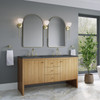 Hudson 60" Double Vanity, Light Natural Oak w/ 3 CM Parisien Bleu Top w/FreePower Wireless Charger