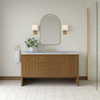 Hudson 60" Single Vanity, Honey Oak w/ 3 CM Carrara Marble Top