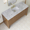 Hudson 60" Single Vanity, Honey Oak w/ 3 CM Carrara Marble Top