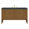 Hudson 60" Single Vanity, Honey Oak w/ 3 CM Charcoal Soapstone Silestone Top