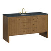 Hudson 60" Single Vanity, Honey Oak w/ 3 CM Charcoal Soapstone Silestone Top