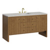 Hudson 60" Single Vanity, Honey Oak w/ 3 CM Eternal Jasmine Pearl Silestone Top