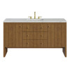 Hudson 60" Single Vanity, Honey Oak w/ 3 CM Ethereal Noctis Silestone Top w/FreePower Wireless Charger