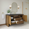 Hudson 60" Single Vanity, Honey Oak w/ 3 CM Parisien Bleu Silestone Top w/FreePower Wireless Charger