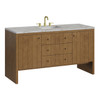 Hudson 60" Single Vanity, Honey Oak w/ 3 CM Victorian Silver Silestone Top w/FreePower Wireless Charger