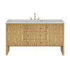 Hudson 60" Single Vanity, Light Natural Oak w/ 3 CM Eternal Jasmine Pearl Top
