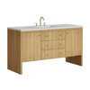 Hudson 60" Single Vanity, Light Natural Oak w/ 3 CM Ethereal Noctis Top w/ FreePower Wireless Charger