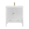 Myrrin 30" Single Vanity, Bright White w/ Single Hole 3 CM White Zeus Silestone Top and Matching Backsplash