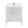 Myrrin 30" Single Vanity, Bright White w/ Single Hole 3 CM White Zeus Silestone Top and Matching Backsplash