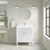 Myrrin 30" Single Vanity, Bright White w/ Single Hole 3 CM White Zeus Silestone Top and Matching Backsplash