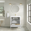 Myrrin 30" Single Vanity, Bright White w/ Single Hole 3 CM White Zeus Silestone Top and Matching Backsplash