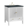 Myrrin 30" Single Vanity, Bright White w/ 3 CM Charcoal Soapstone Silestone Top