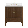 Myrrin 30" Single Vanity, Mid-Century Walnut w/ 3 CM White Zeus Silestone Top