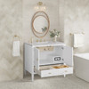 Myrrin 36" Vanity, Bright White w/ 3 CM Eternal Jasmine Pearl Silestone Top