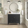 Myrrin 36" Vanity, Carbon Oak w/ Single Hole 3 CM White Zeus Silestone Top & Backsplash