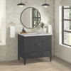 Myrrin 36" Vanity, Carbon Oak w/ 3 CM Victorian Silver Silestone Top