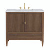 Myrrin 36" Vanity, Mid Century Walnut w/ 3 CM Carrara White Marble Top