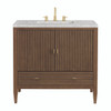 Myrrin 36" Vanity, Mid Century Walnut w/ 3 CM Eternal Jasmine Pearl Silestone Top