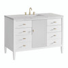 Myrrin 48" Single Vanity, Bright White w/ 3 CM Eternal Jasmine Pearl Silestone Top