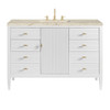 Myrrin 48" Single Vanity, Bright White, w/ 3 CM Tajnar Eclos Top