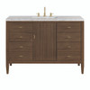 Myrrin 48" Single Vanity, Mid Century Walnut w/ 3 CM Eternal Jasmine Pearl Silestone Top w/FreePower Wireless Charger