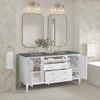 Myrrin 60" Double Vanity, Bright White w/ 3 CM Parisien Bleu Silestone Top