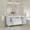 Myrrin 60" Double Vanity, Bright White w/ 3 CM Ethereal Noctis Silestone Top w/FreePower Wireless Charger