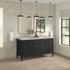 Myrrin 60" Double Vanity, Carbon Oak, w/ 3 CM Siberian Silestone Top