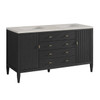 Myrrin 60" Double Vanity, Carbon Oak, w/ 3 CM Siberian Silestone Top