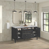 Myrrin 60" Double Vanity, Carbon Oak w/ 3 CM Victorian Silver Silestone Top