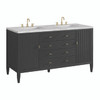 Myrrin 60" Double Vanity, Carbon Oak w/ 3 CM Victorian Silver Silestone Top