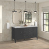 Myrrin 60" Double Vanity, Carbon Oak w/ 3 CM Ethereal Noctis Silestone Top w/FreePower Wireless Charger