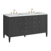 Myrrin 60" Double Vanity, Carbon Oak w/ 3 CM Ethereal Noctis Silestone Top w/FreePower Wireless Charger