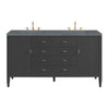 Myrrin 60" Double Vanity, Carbon Oak w/ 3 CM Parisien Bleu Silestone Top w/FreePower Wireless Charger