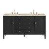 Myrrin 60" Double Vanity, Carbon Oak, w/ 3 CM Tajnar Eclos Top w/FreePower Wireless Charger