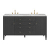 Myrrin 60" Double Vanity, Carbon Oak w/ 3 CM Victorian Silver Silestone Top w/FreePower Wireless Charger