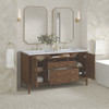 Myrrin 60" Double Vanity, Mid Century Walnut w/ 3 CM Carrara White Marble Top