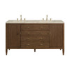 Myrrin 60" Double Vanity, Mid Century Walnut, w/ 3 CM Tajnar Eclos Top