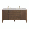 Myrrin 60" Double Vanity, Mid Century Walnut w/ 3 CM Eternal Jasmine Pearl Silestone Top w/FreePower Wireless Charger