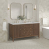 Myrrin 60" Double Vanity, Mid Century Walnut w/ 3 CM Eternal Jasmine Pearl Silestone Top w/FreePower Wireless Charger