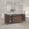 Myrrin 60" Double Vanity, Mid Century Walnut w/ 3 CM Eternal Jasmine Pearl Silestone Top w/FreePower Wireless Charger