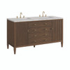 Myrrin 60" Double Vanity, Mid Century Walnut w/ 3 CM Eternal Jasmine Pearl Silestone Top w/FreePower Wireless Charger