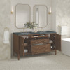 Myrrin 60" Double Vanity, Mid Century Walnut w/ 3 CM Parisien Bleu Silestone Top w/FreePower Wireless Charger
