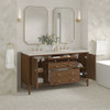 Myrrin 60" Double Vanity, Mid Century Walnut, w/ 3 CM Siberian Silestone Top w/FreePower Wireless Charger