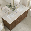 Myrrin 60" Double Vanity, Mid Century Walnut, w/ 3 CM Siberian Silestone Top w/FreePower Wireless Charger