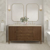 Myrrin 60" Double Vanity, Mid Century Walnut, w/ 3 CM Tajnar Eclos Top w/FreePower Wireless Charger
