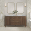 Myrrin 60" Double Vanity, Mid Century Walnut w/ 3 CM Victorian Silver Silestone Top w/FreePower Wireless Charger